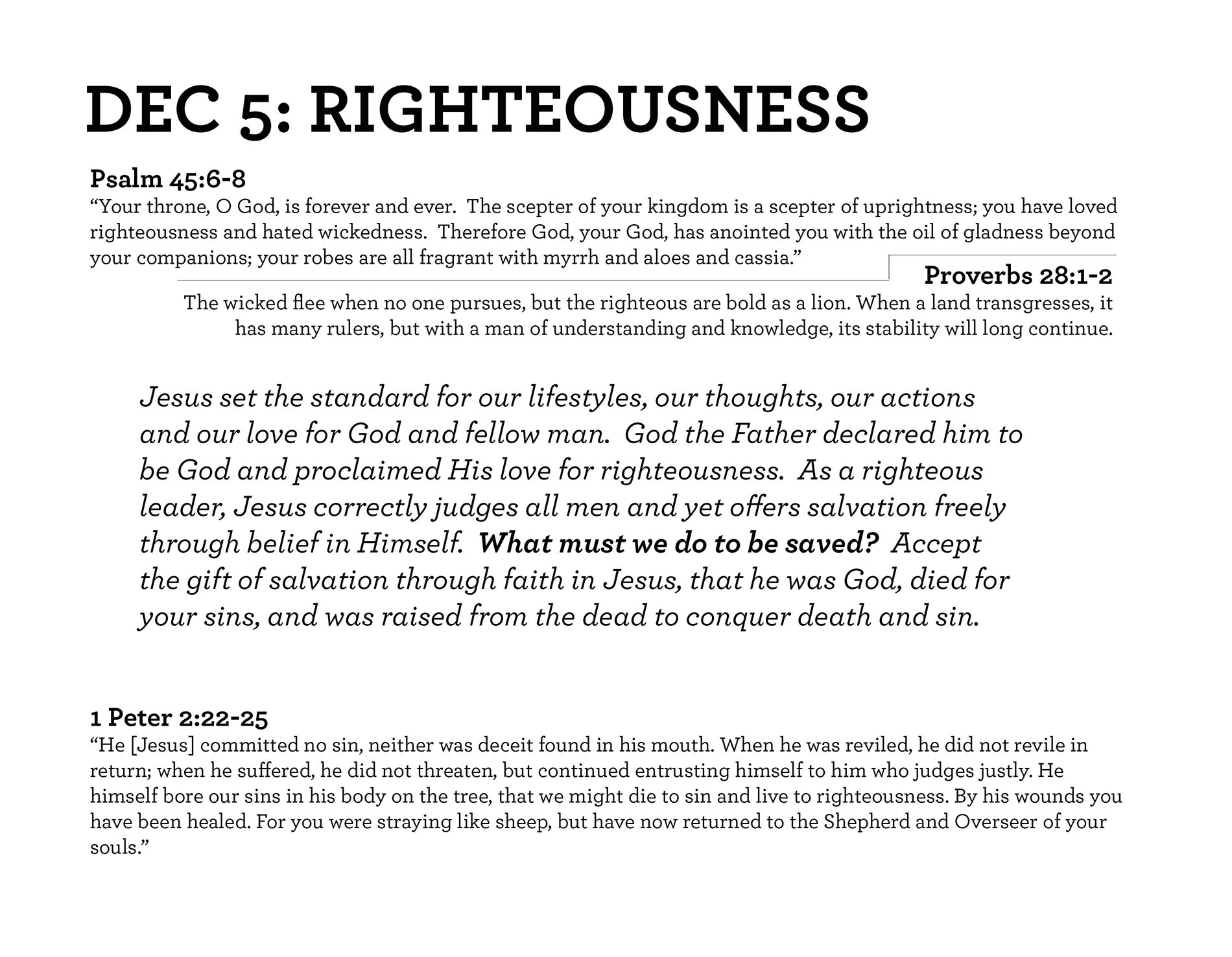 RIGHTEOUSNESS Psalm 45:6-8